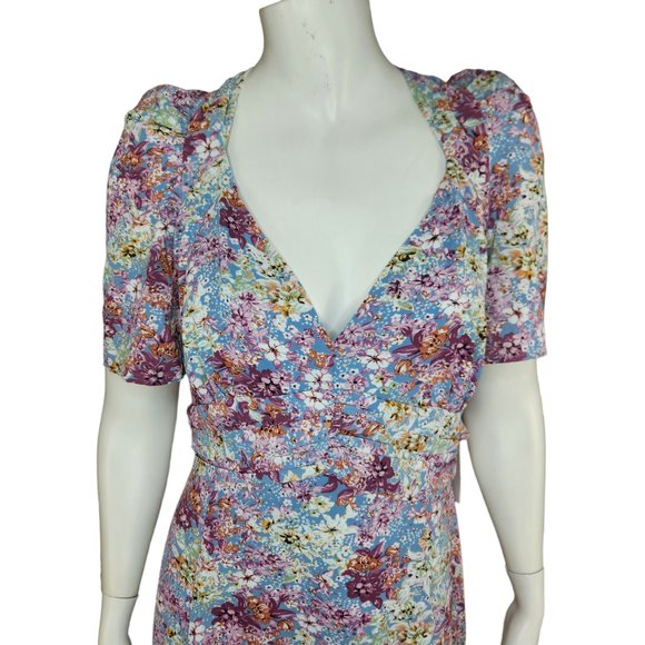 Floret Studios Floral Print Empire Waist Maxi Dress Women's XL Puff Sleeve - Picture 15 of 16